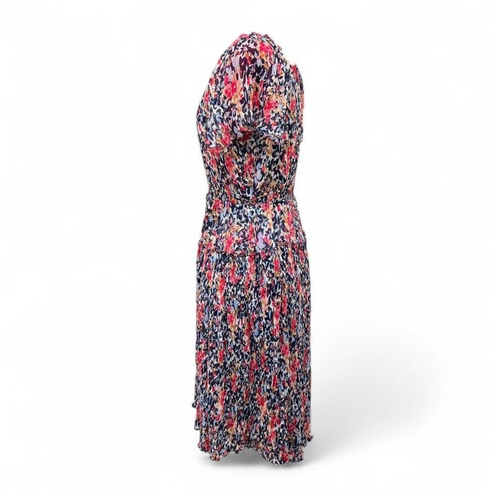 Sundance multicolored cotton floral crinkle midi dress elastic waist PS - Picture 4 of 8